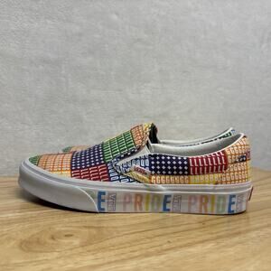 Vans LGBTQ Rainbow Pride Classic Slip-On Sneaker Shoe White Men’s 6 Women’s 7.5
